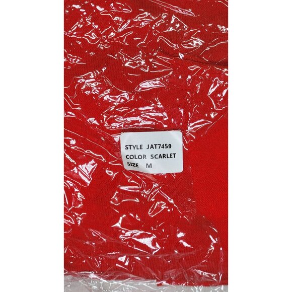 la Miel T-Shirt Red V-Neck Raw Hem Short Sleeve New - Picture 7 of 9